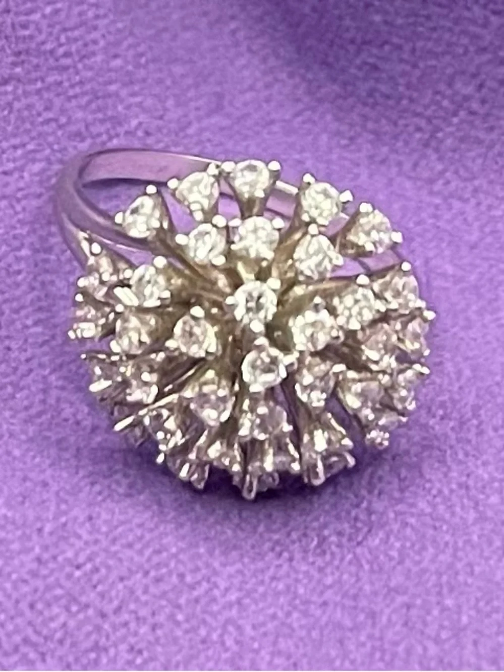 NWOT .925 SS Starburst Cluster CZ cocktail ring / size 7… 3.62 g